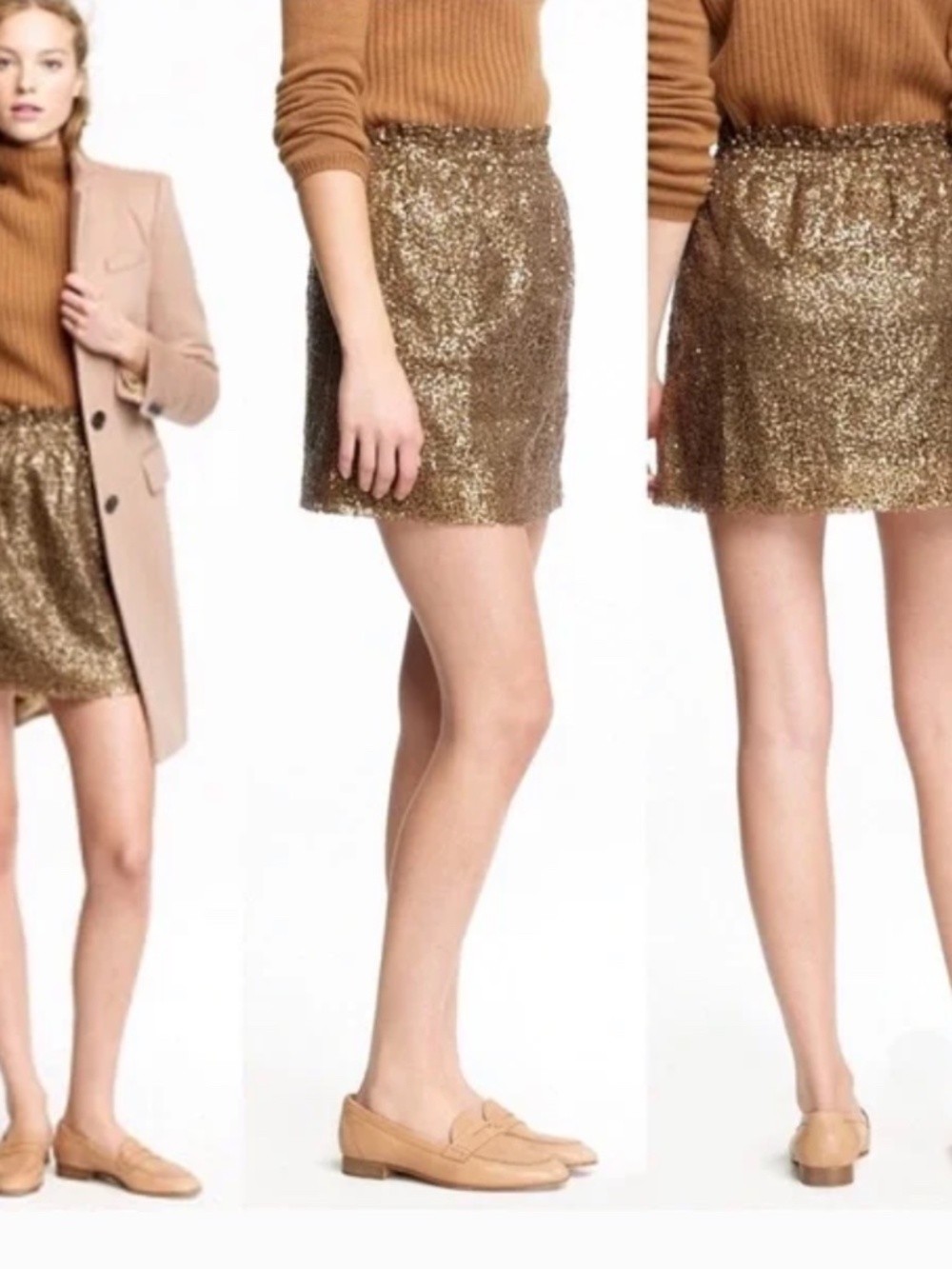 J. Crew Gold Sequin Elastic Waist Mini Skirt